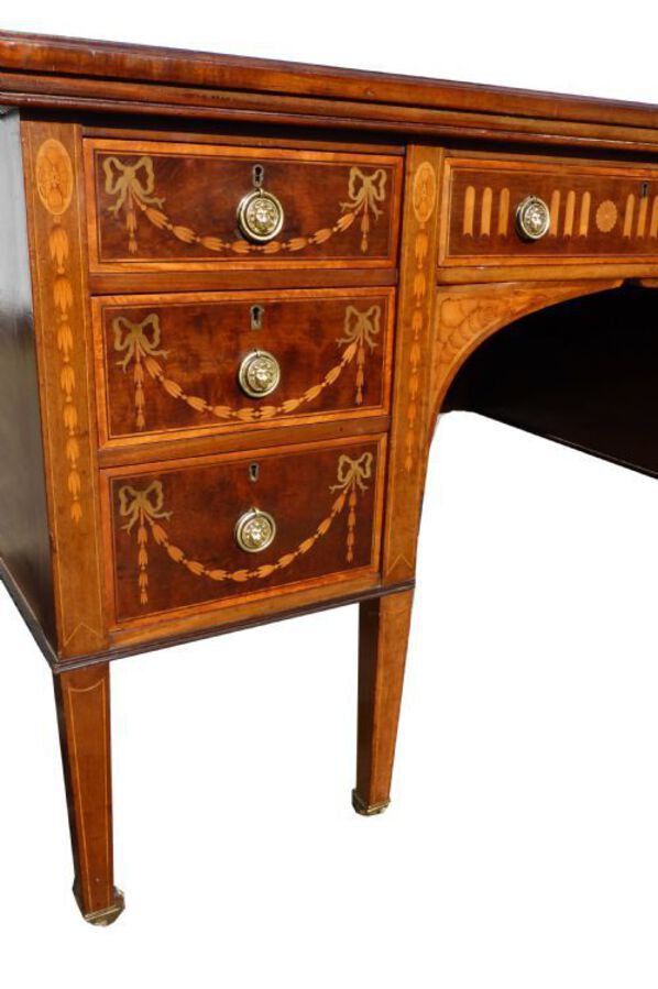 Antique Edwardian Marquetry Inlaid Writing Table