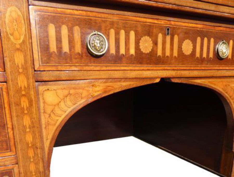 Antique Edwardian Marquetry Inlaid Writing Table