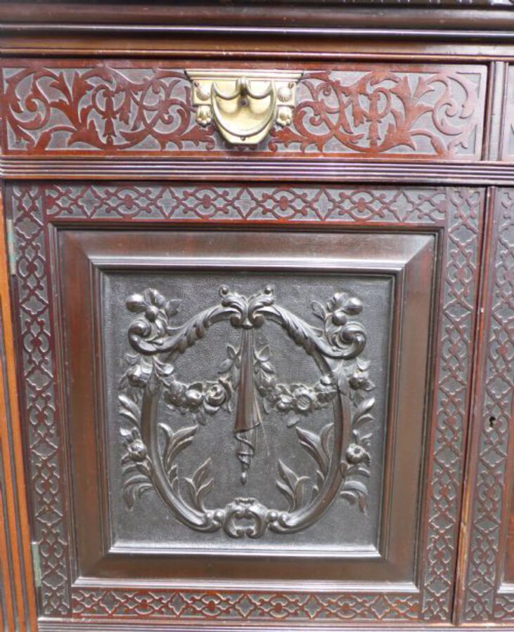 Antique Late Victorian Mahogany Blind Fretwork Bookcase