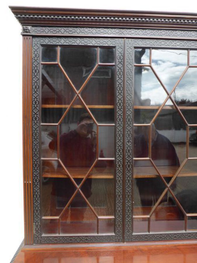 Antique Late Victorian Mahogany Blind Fretwork Bookcase
