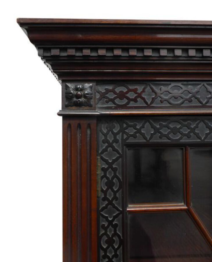 Antique Late Victorian Mahogany Blind Fretwork Bookcase