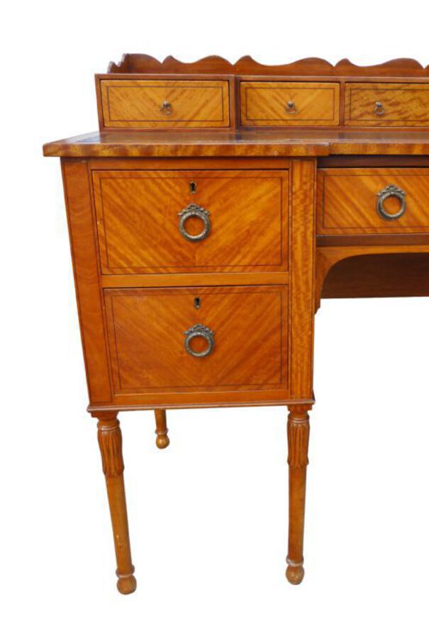 Antique Edwardian Satinwood Carlton House Style Writing Desk