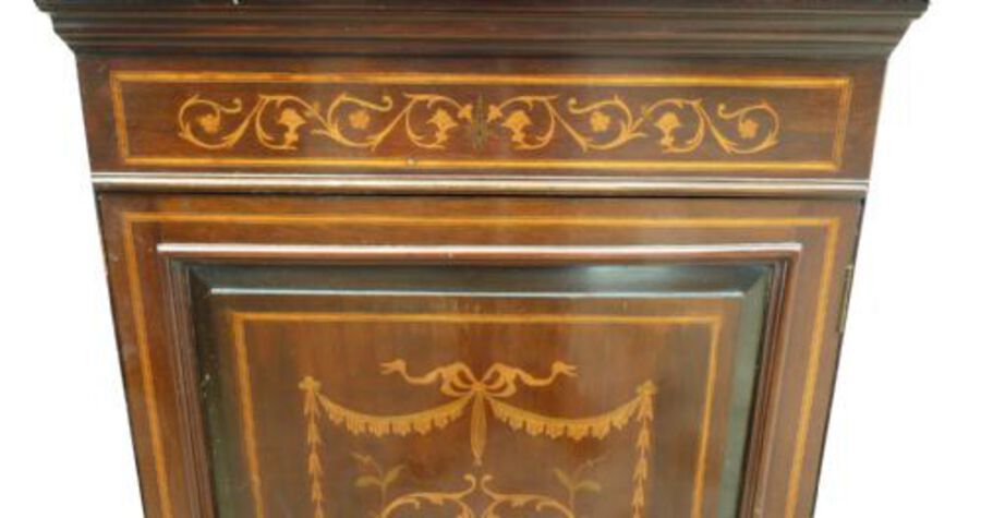 Antique Edwardian Marquetry Corner Display Cabinet