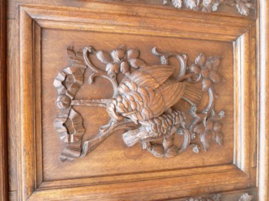 Antique Victorian Flemmish Carved Oak Mirrorback Sideboard