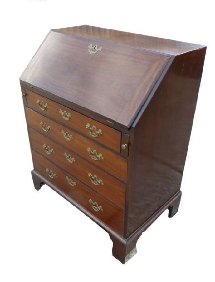 Antique George III Red Walnut Bureau of Small Proportions