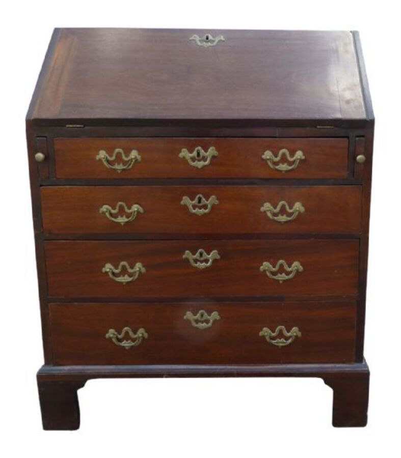 Antique George III Red Walnut Bureau of Small Proportions