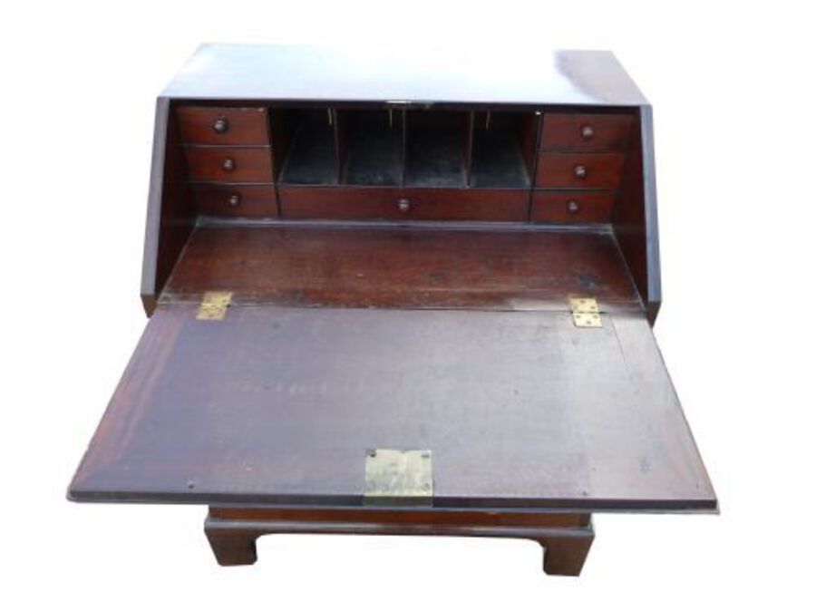 Antique George III Red Walnut Bureau of Small Proportions