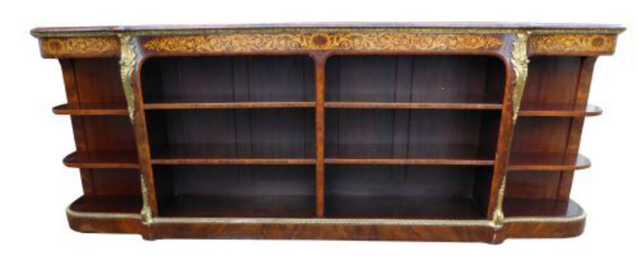 Victorian Marquetry Inlaid Open Bookcase/ Credenza