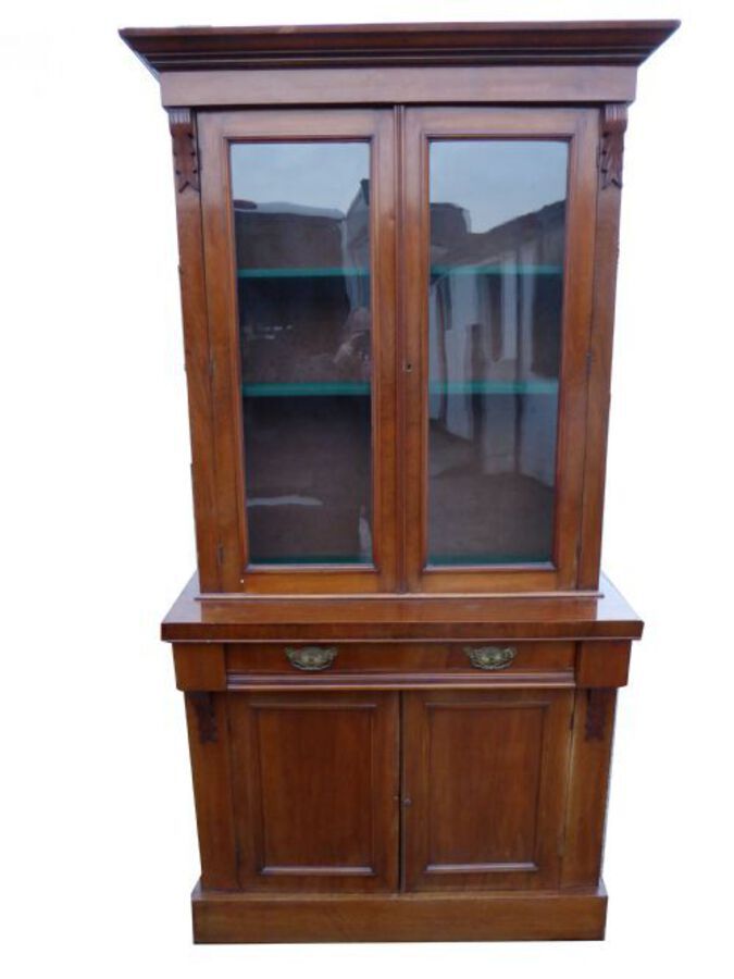 Antique Small Victorian Walnut Bookcase