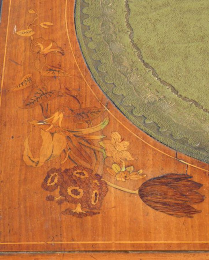 Antique Victorian Satin Walnut and Marquetry Library Table