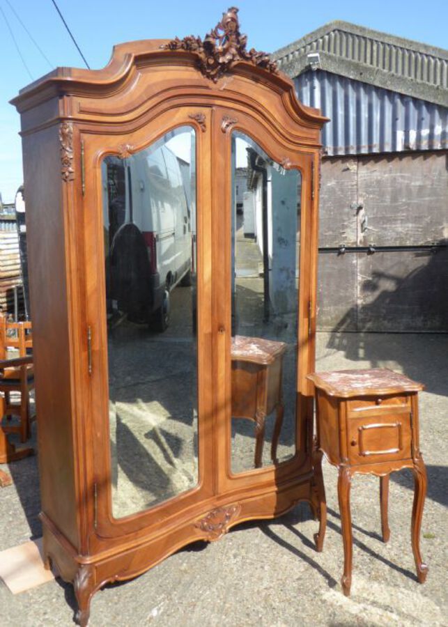 Antique 19th Century French Walnut Rococo Bedroom Suite