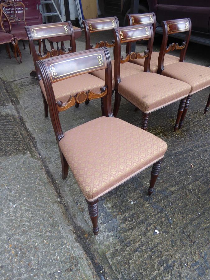 Antique Set of 7 Regency Mahogany Dining Chairs