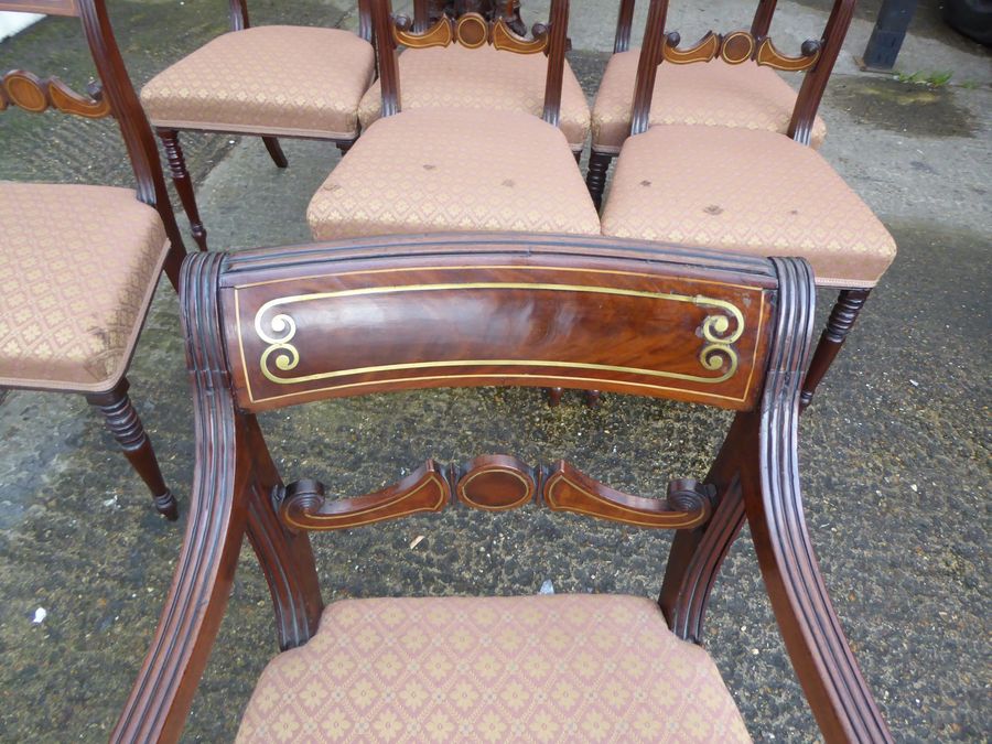 Antique Set of 7 Regency Mahogany Dining Chairs