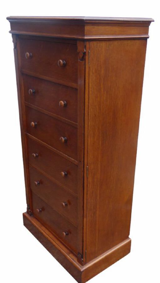 Antique Edwardian Oak Secretaire Wellington / Collectors Chest