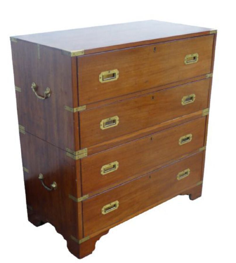 Antique Victorian Mahogany Secretaire Campaign Chest of Drawers