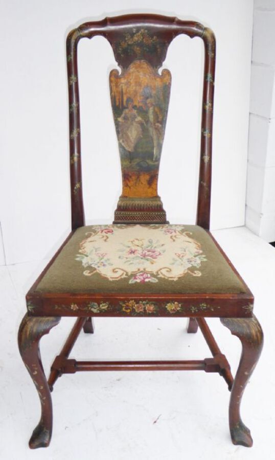 Antique A Pair of Painted Mahogany Chairs