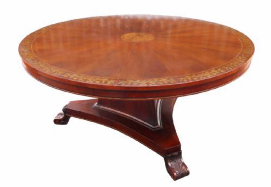 Regency Style Mahogany and Brass Inlaid Dining Table