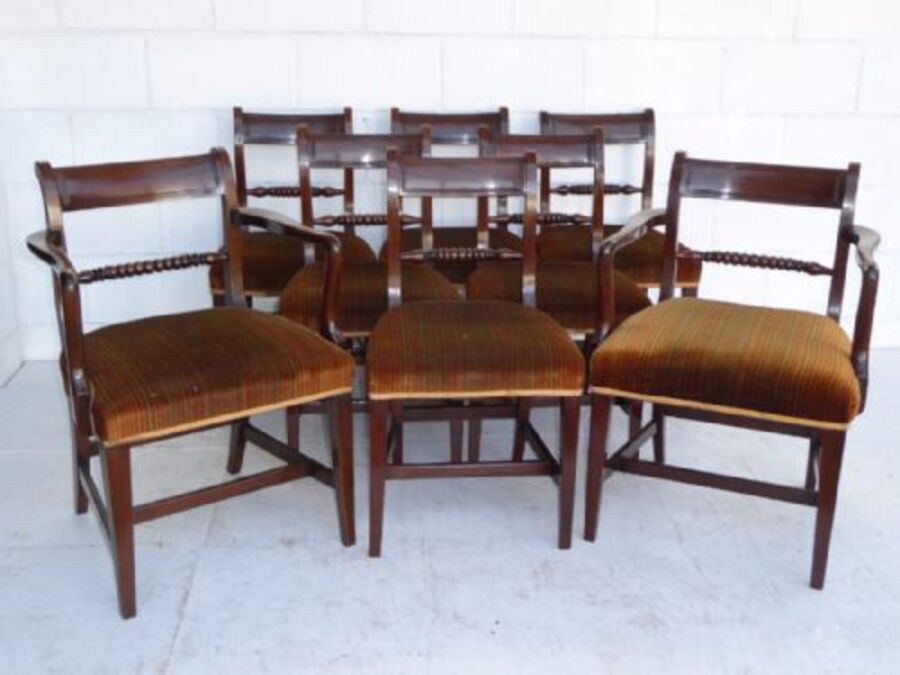 Antique Set of 8 George III Mahogany Dining Chairs