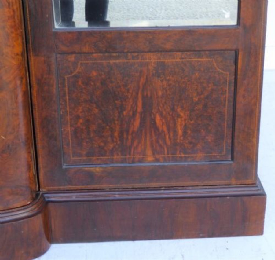 Antique Victorian Inlaid Walnut Three door Wardrobe