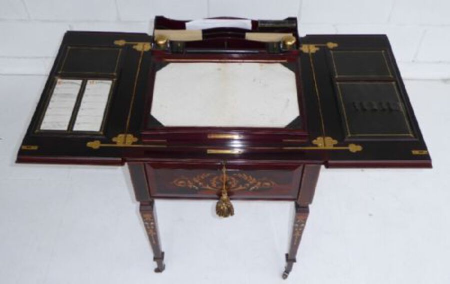 Antique Victorian Rosewood and Marquetry "Eclipse" Writing Table