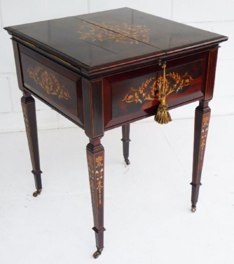 Antique Victorian Rosewood and Marquetry "Eclipse" Writing Table