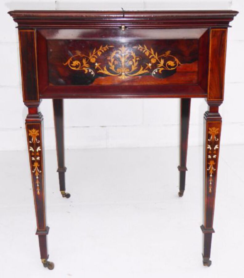 Antique Victorian Rosewood and Marquetry "Eclipse" Writing Table