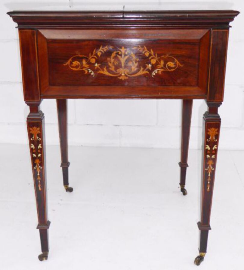 Antique Victorian Rosewood and Marquetry "Eclipse" Writing Table