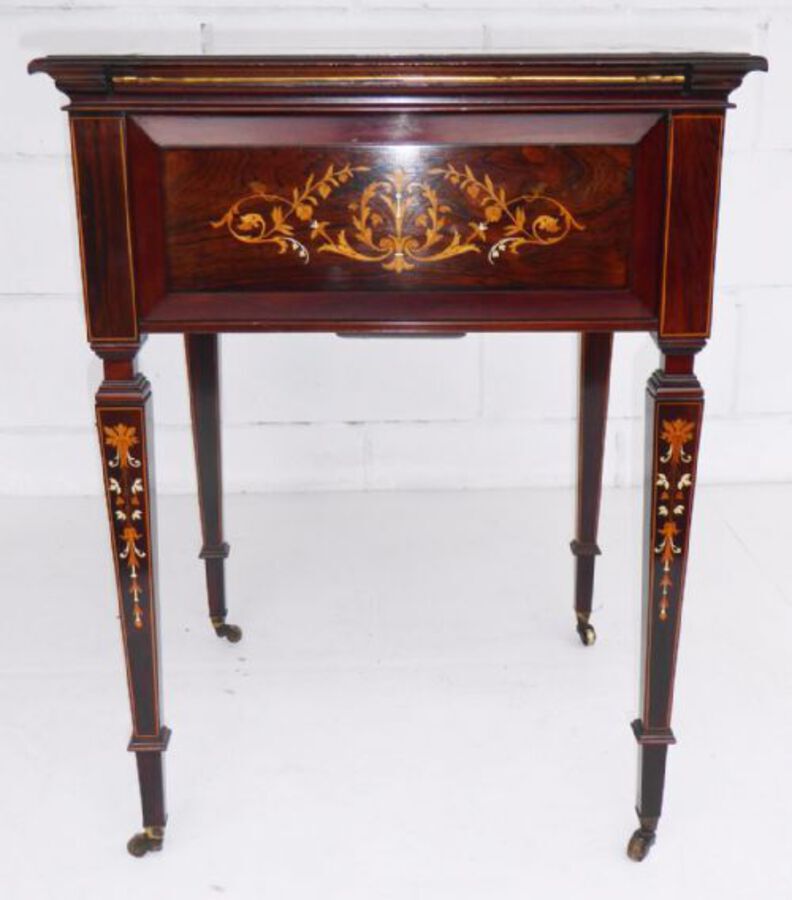 Antique Victorian Rosewood and Marquetry "Eclipse" Writing Table