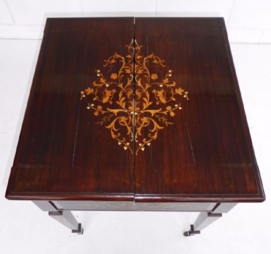 Antique Victorian Rosewood and Marquetry "Eclipse" Writing Table