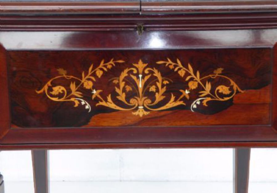 Antique Victorian Rosewood and Marquetry "Eclipse" Writing Table