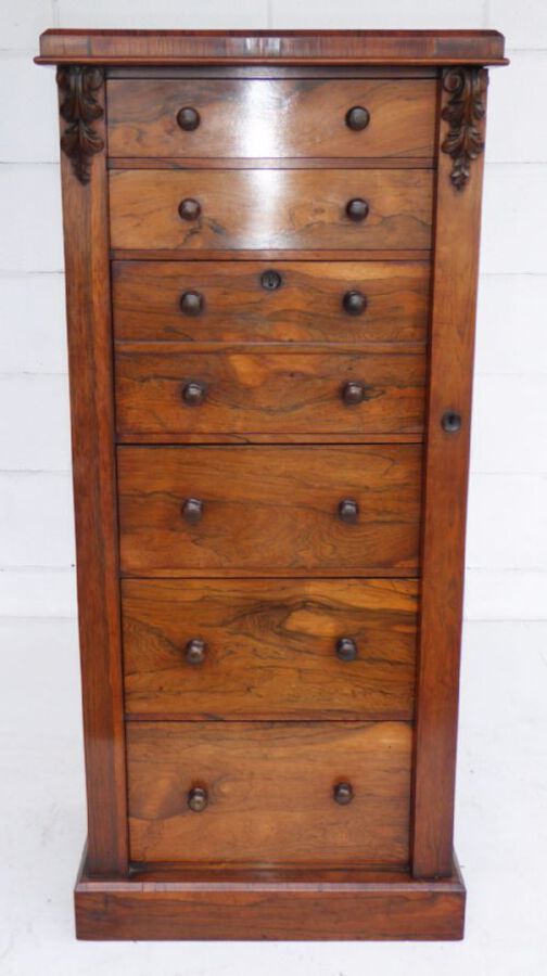Antique Victorian Rosewood Secretaire Wellington / Collectors Chest