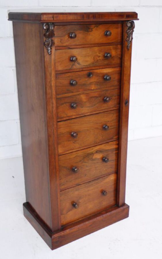 Antique Victorian Rosewood Secretaire Wellington / Collectors Chest