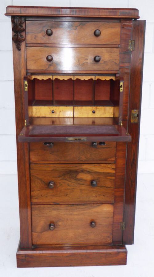 Antique Victorian Rosewood Secretaire Wellington / Collectors Chest