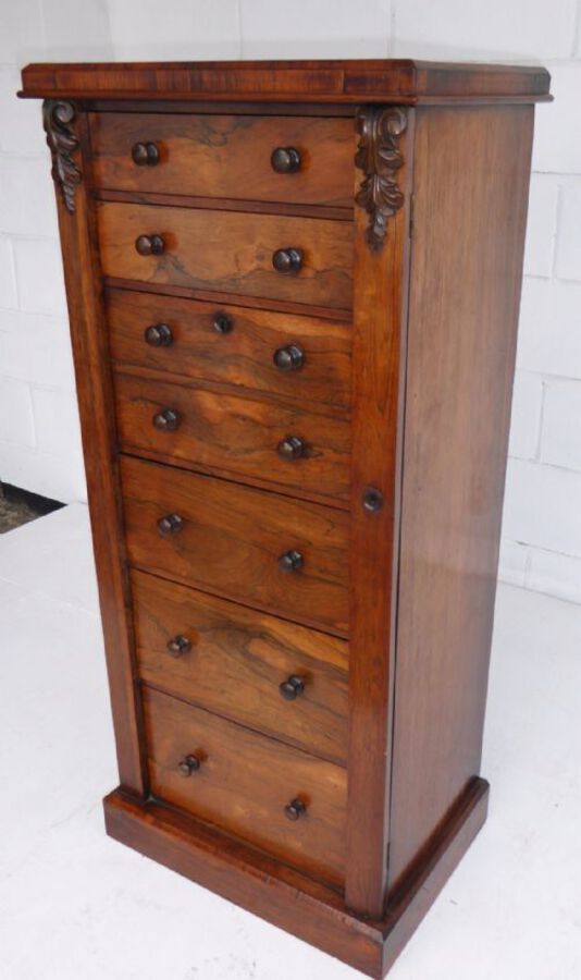 Antique Victorian Rosewood Secretaire Wellington / Collectors Chest