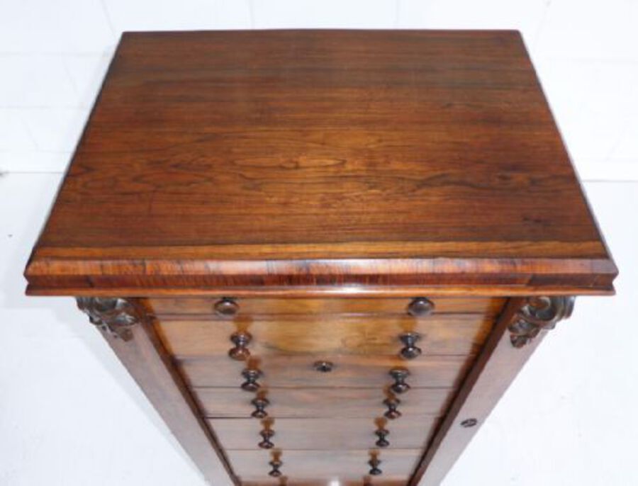 Antique Victorian Rosewood Secretaire Wellington / Collectors Chest