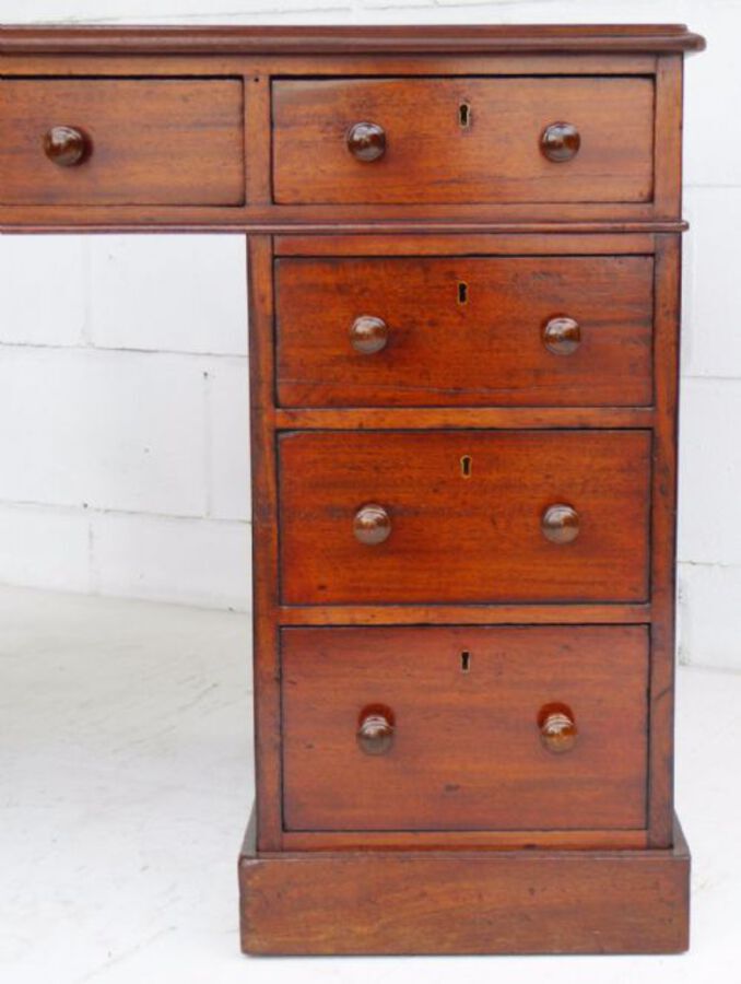 Antique Victorian Solid Mahogany Pedestal Desk by Holland & Sons
