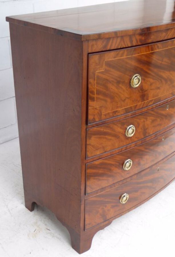 Antique Regency Flame Mahogany Bow Front Secretaire Chest 