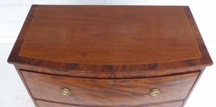Antique Regency Flame Mahogany Bow Front Secretaire Chest 
