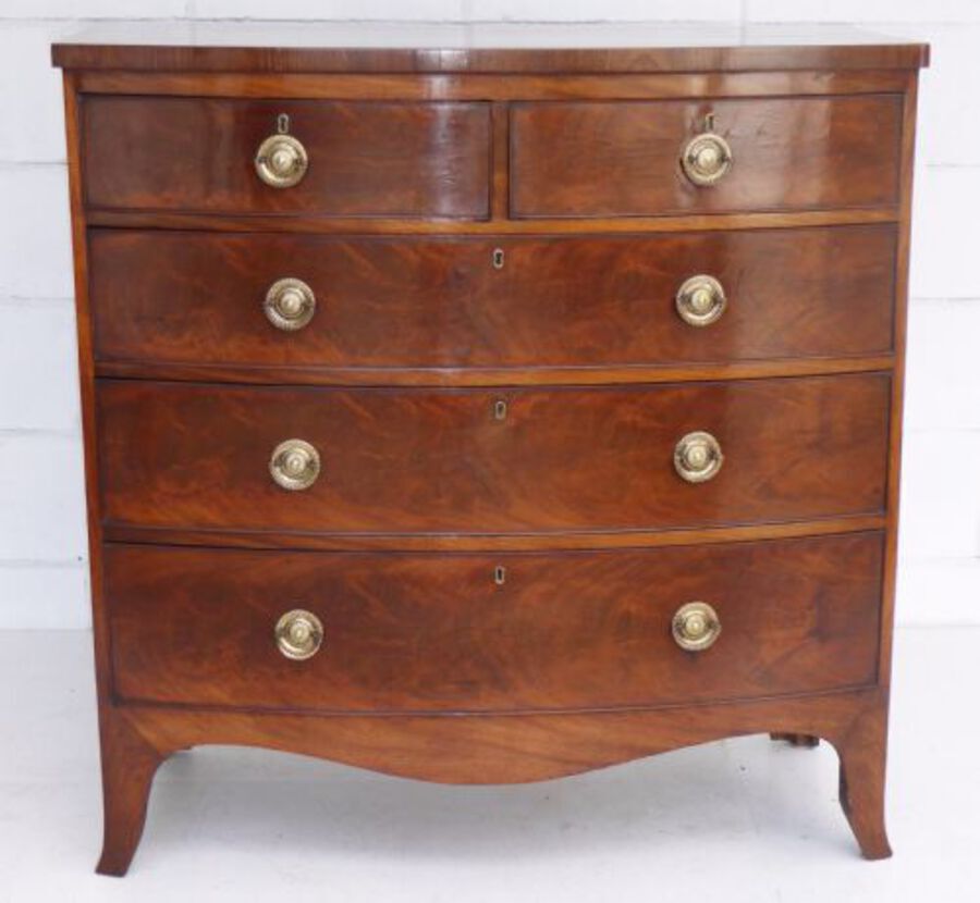 Antique Regency Mahogany Bow Front Chest of Drawers