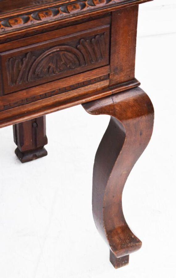 Antique Large Carved Oak Side Table