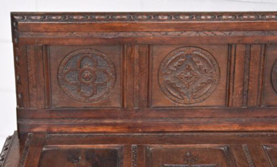 Antique Large Carved Oak Side Table