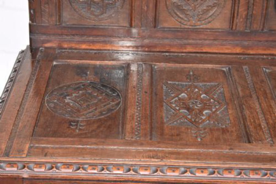 Antique Large Carved Oak Side Table