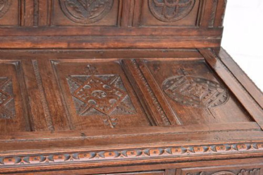 Antique Large Carved Oak Side Table