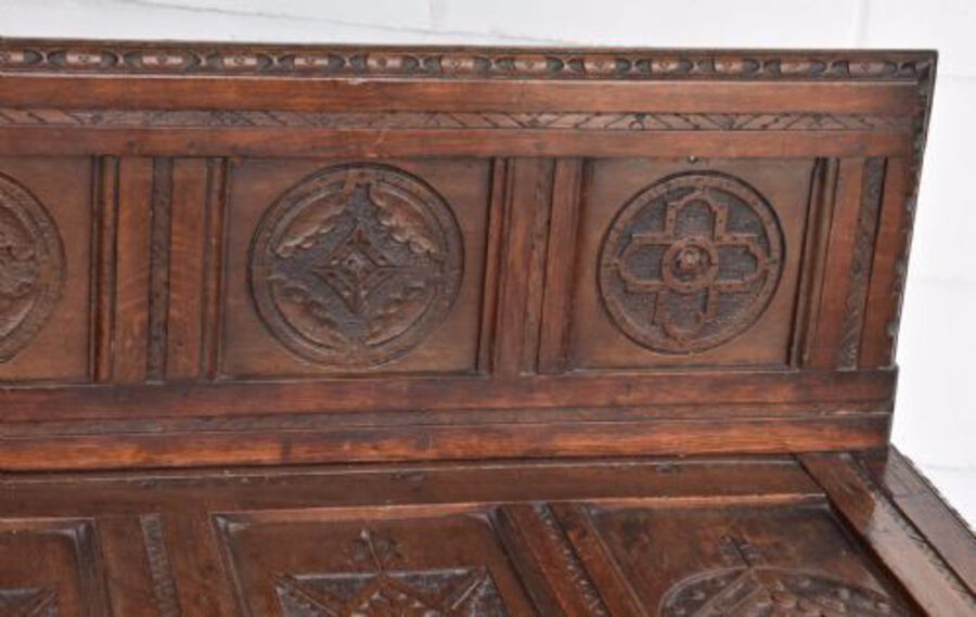 Antique Large Carved Oak Side Table