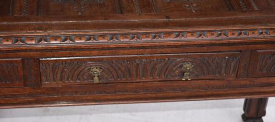 Antique Large Carved Oak Side Table