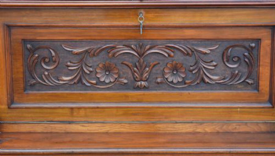 Antique Victorian Walnut Secretaire Bookcase