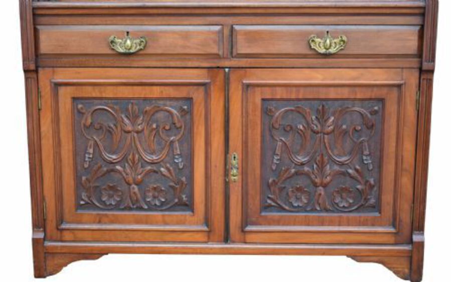 Antique Victorian Walnut Secretaire Bookcase