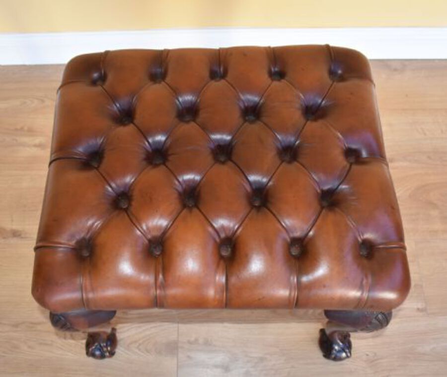 Antique Antique Queen Anne Style Deep Button Foot Stool