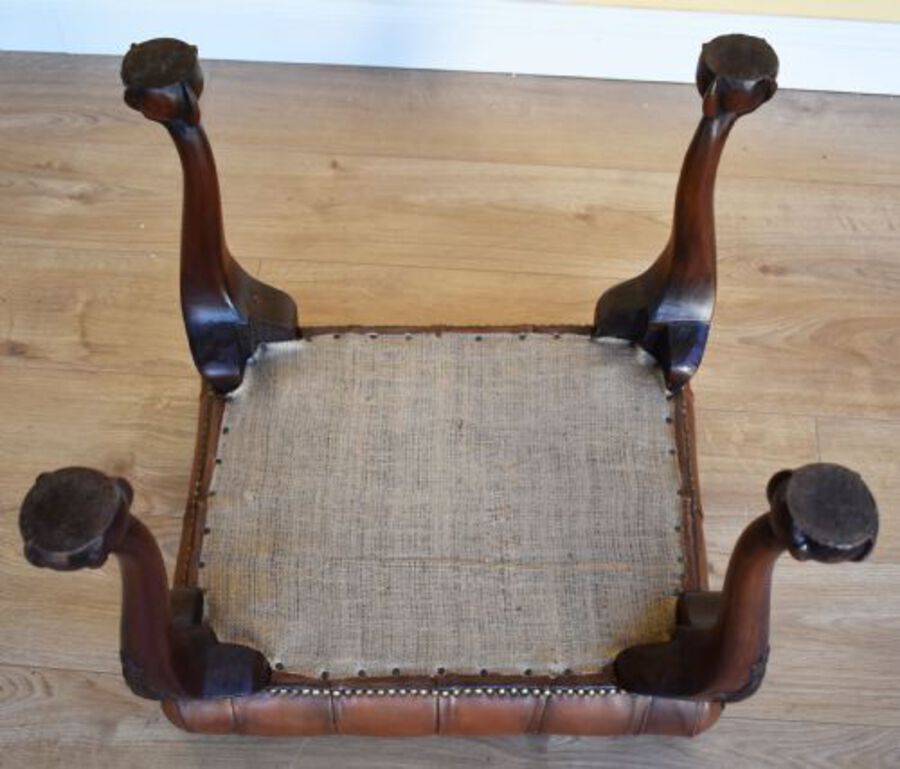 Antique Antique Queen Anne Style Deep Button Foot Stool