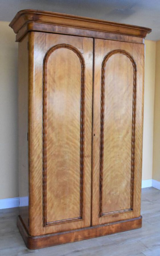 Antique Victorian Satinwood Two Door Wardrobe